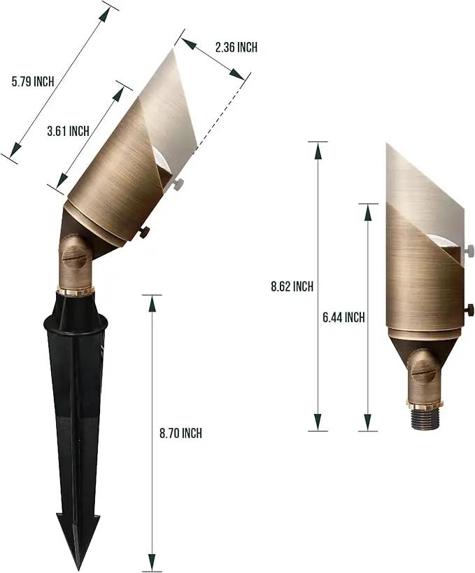 GKOLED Solid Brass Spotlight Low Voltage Landscape Lighting, LED Outdoor Lights for Garden Patio Yard, Directional Up Light with 5W MR16 Bulb, 12V 2700K Warm White by GreenHaven Gardens