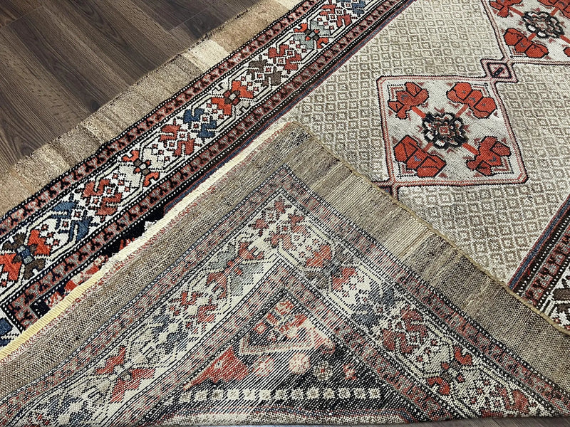 Rare Persian Sarab Tribal Runner Rug 4 x 10, Antique, Geometric Medallions, Camel Hair Runner by Jewel Rugs
