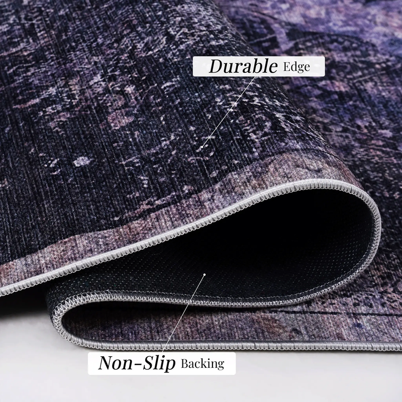 MAVAL Anthracite Washable Rug 3x5 Area Rug by HouseOfZazla