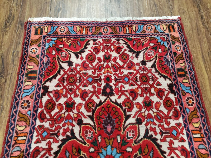 3' 2' X 5' 1" Handmade Floral Wool Rug Red Beige /Ivory by Jewel Rugs