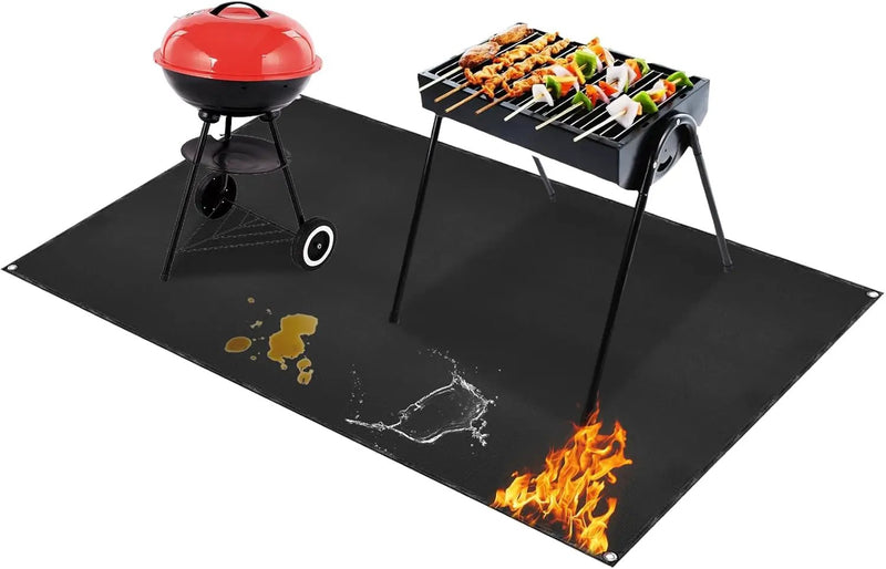 Under Grill Mat for Outdoor Grilling, 70 x 48 inches Double-Sided Fireproof Waterproof BBQ Protector for Deck and Patio Under Grill Mat for Outdoor BBQ by GreenHaven Gardens