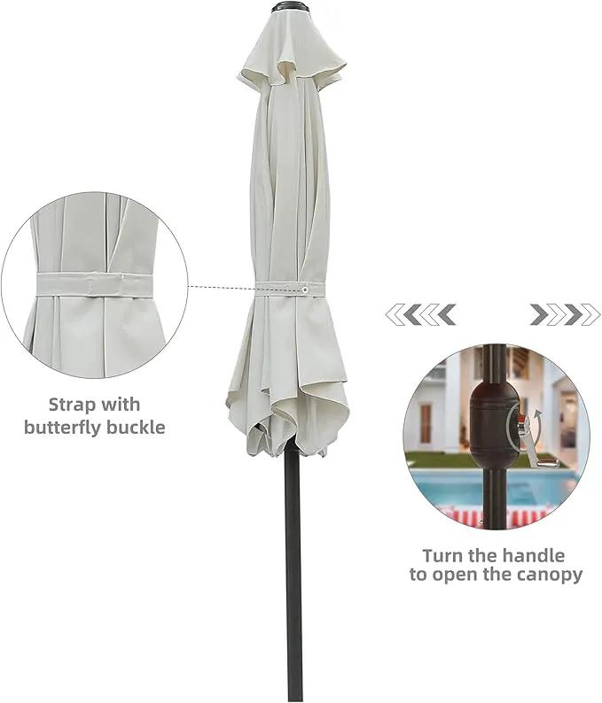 Aok Garden 7.5 ft Patio Umbrella Outdoor Market Umbrella Tilt Button and Crank 6 Ribs for Deck Lawn Pool& Backyard by GreenHaven Gardens