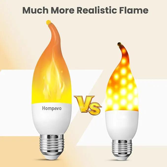 Hompavo Upgraded LED Flame Light Bulbs, 3 Modes Flickering Light Bulbs, E26 Chandelier Base Candle Fire Light Bulb for Halloween Christmas Party Porch Indoor & Outdoor Home Decoration - 2 Pack by GreenHaven Gardens