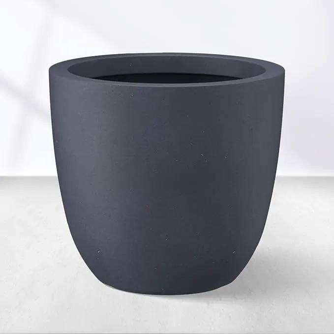 Kante 18 Inch Dia Round Concrete Planter, Indoor Outdoor Large Plant Pot with Drainage Hole and Rubber Plug for Home Patio Garden, Dark Gray by GreenHaven Gardens