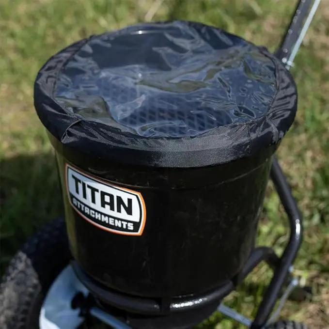 Titan Attachments 50 lb Professional Fertilizer Push Broadcast Spreader, Spreads 10 to 12 FT, Lawn Care and Ice Melter, Yard Tool by GreenHaven Gardens