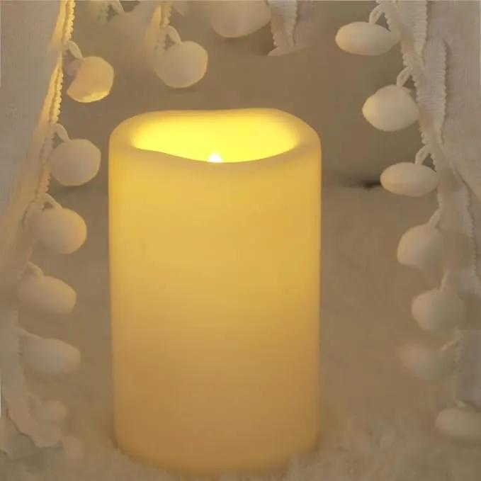 CANDLE CHOICE Extra Large Waterproof Outdoor Flameless Candle D6”xH9” Big Tall Battery Operated Pillar Candle with 6-hour Auto Timer Ivory Plastic Realistic Flickering LED Light for Garden Decorations by GreenHaven Gardens