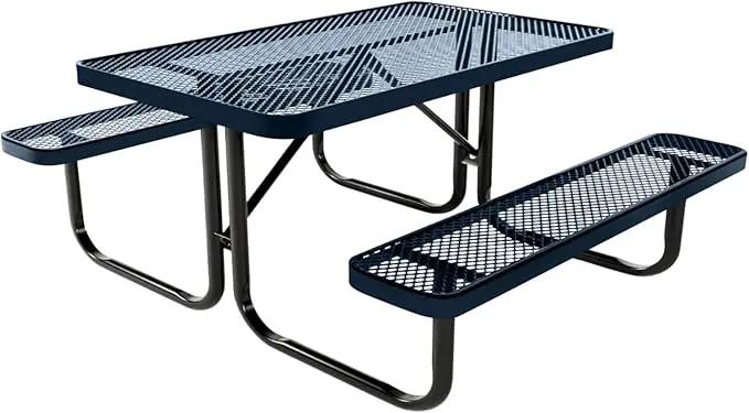 Coated Outdoor Furniture Heavy-Duty Portable Outdoor Kids Table, Expanded Metal Kids Picnic Table, Commercial-Grade Picnic Table, Made in America (4ft Rectangular, Childrens, Dark Blue) by GreenHaven Gardens