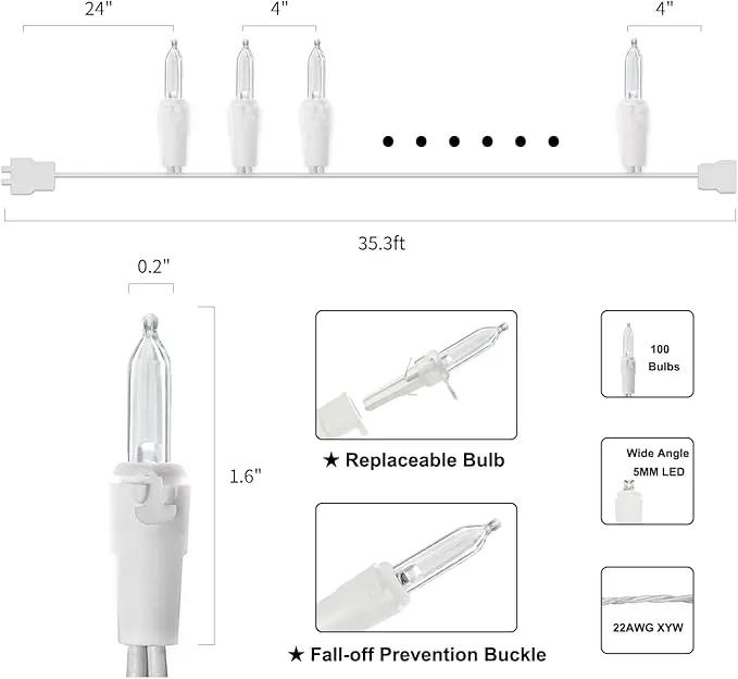 MULTI-SPARKING White LED Christmas Lights - 100 Count Cool White Christmas String Lights for Tree, Party, Wedding, Holiday, Indoor and Outdoor Decor, 33 Feet White Wire, UL Certified, Connectable by GreenHaven Gardens