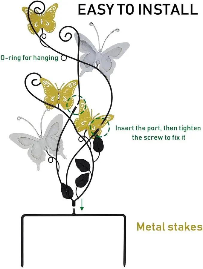 Juegoal 28 Inch Butterfly Garden Stake Decor Metal Wall Art Decoration, Mothers Day Ideal Gifts for Mom, Yard Outdoor Ornaments by GreenHaven Gardens