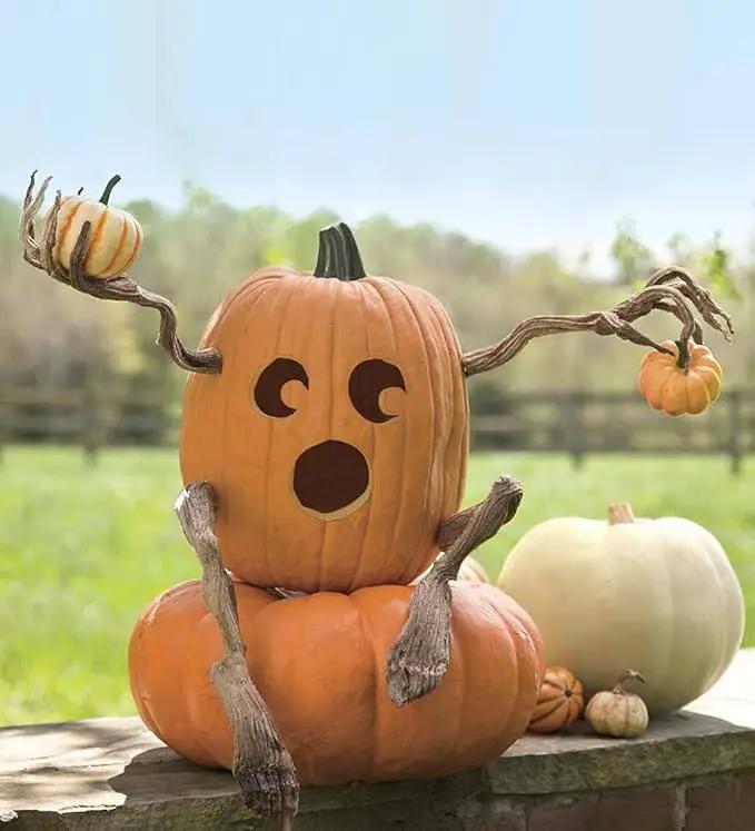 Plow & Hearth Set of 4 Bendable Pumpkin Arms and Legs | Create Whimsical Halloween Decor | Spooky Vine Design | Includes 2 arms and 2 Legs, Iron, Orange by GreenHaven Gardens