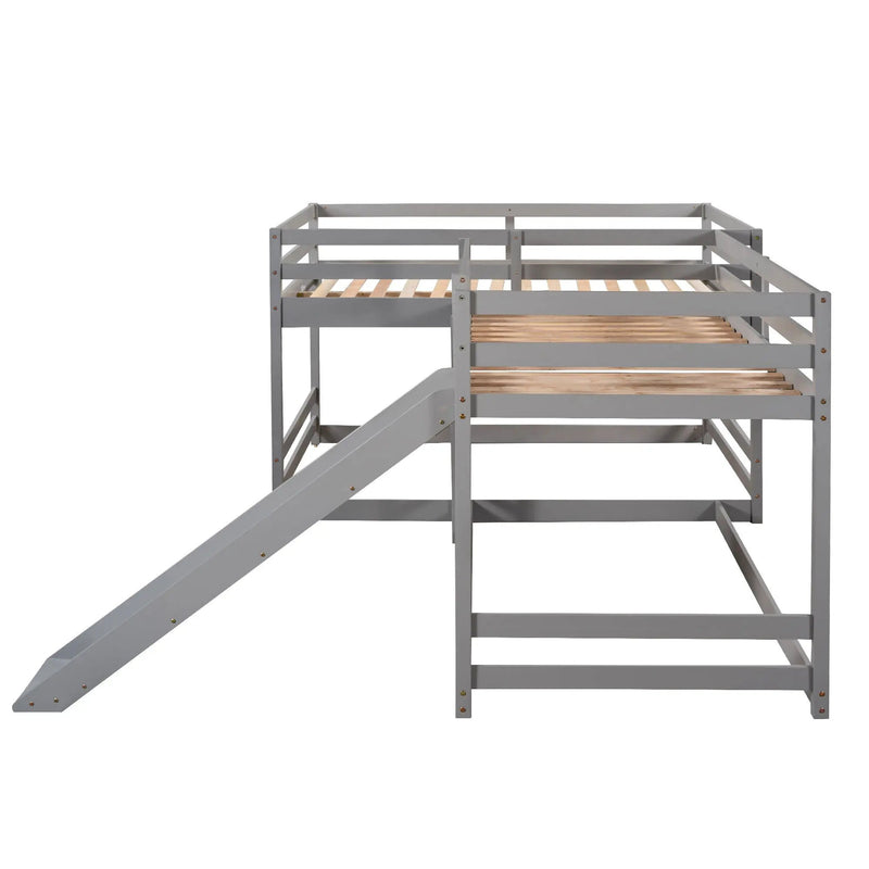 L-Shaped Bunk Bed With Slide And Short Ladder by Unique Piece Furniture