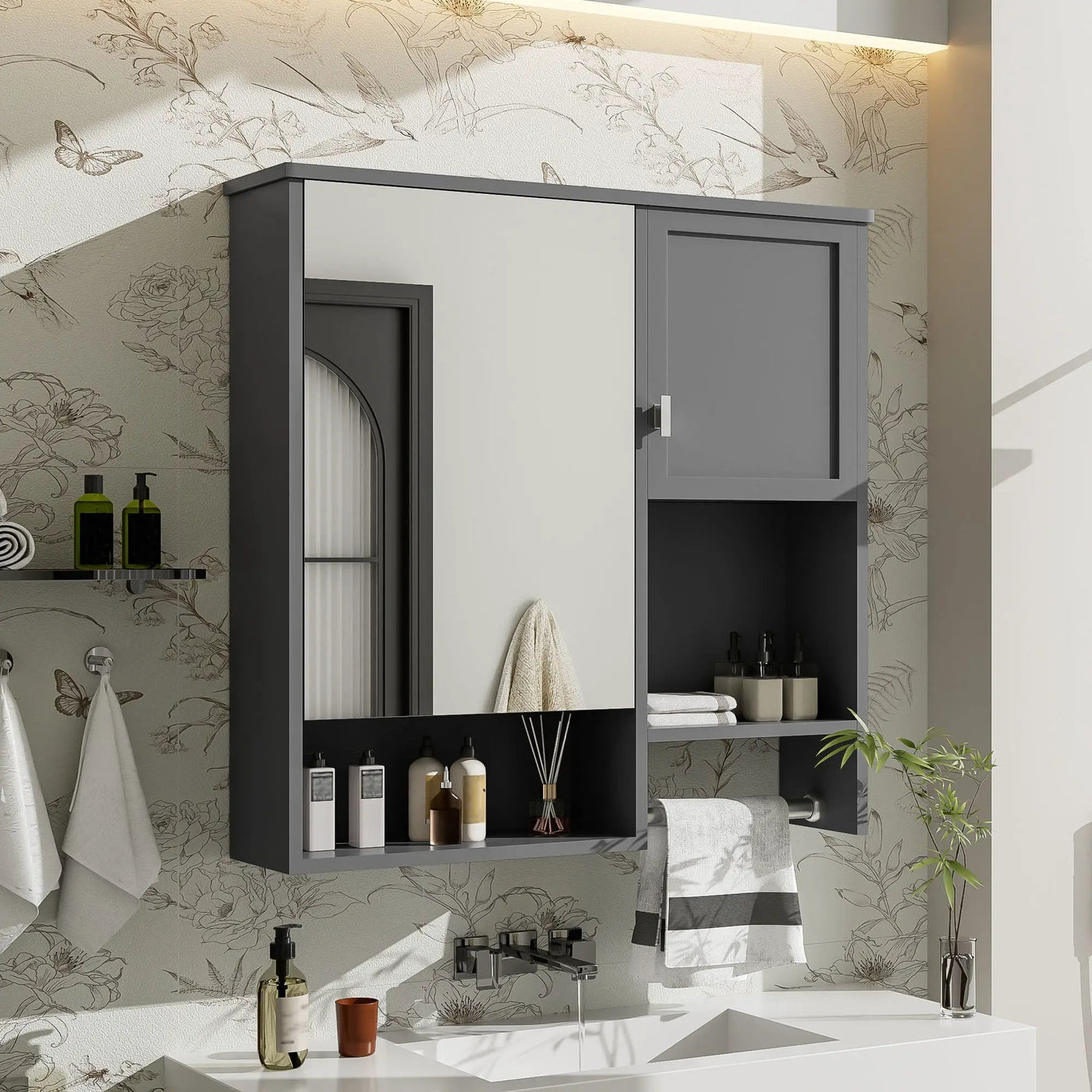 Modern Wall Mounted Bathroom Medicine Cabinet, Bathroom Wall Storage Cabinet With Mirror by HouseOfZazla