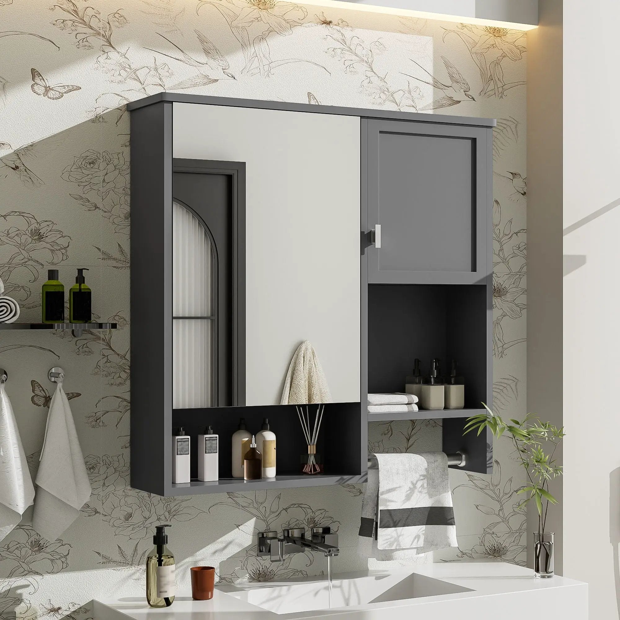 Modern Wall Mounted Bathroom Medicine Cabinet, Bathroom Wall Storage Cabinet With Mirror by HouseOfZazla