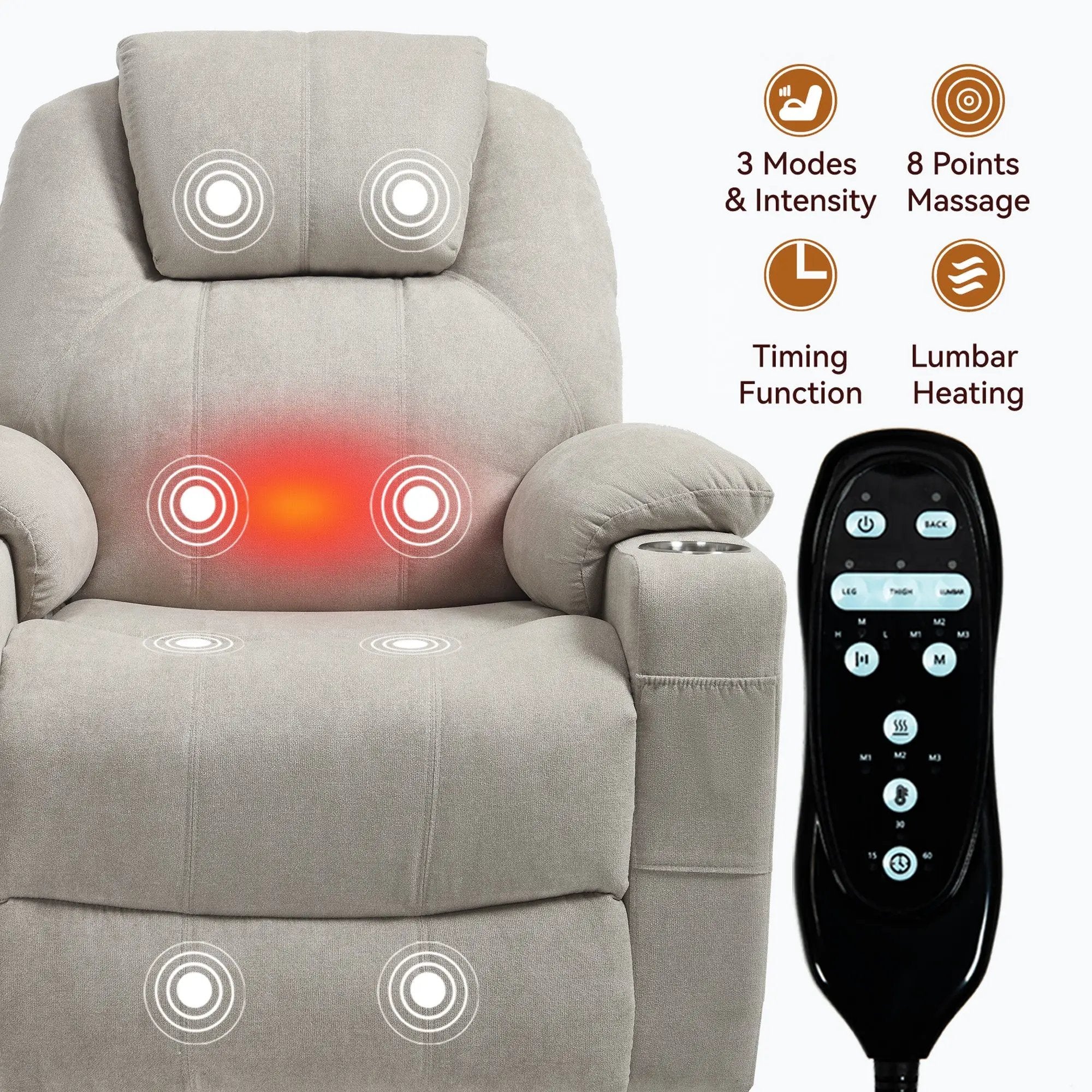 Premium Power Lift Recliner Chair with Massage Functionality by HouseOfZazla