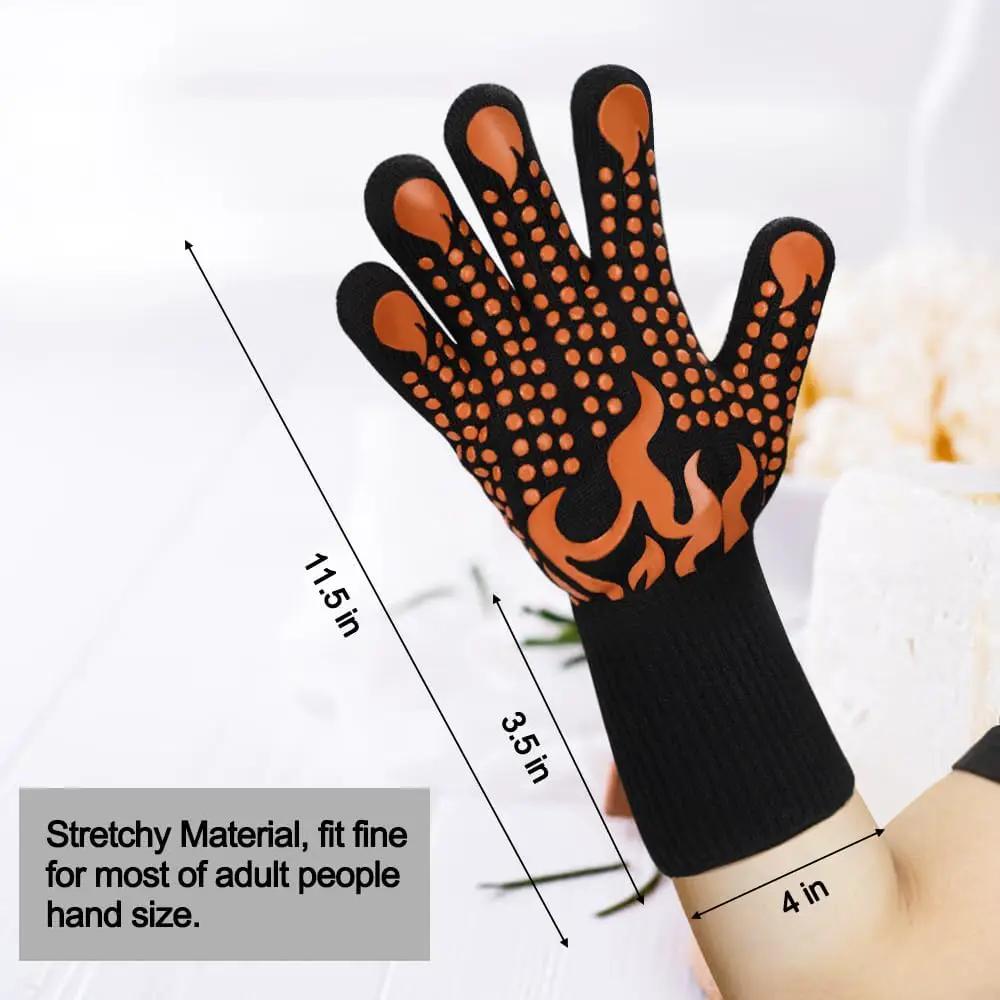 Comsmart BBQ Gloves, 1472°F Heat Resistant Grilling Gloves Silicone Non-Slip Oven Gloves Long Kitchen Gloves for Barbecue, Cooking, Baking, Short, Orange by GreenHaven Gardens