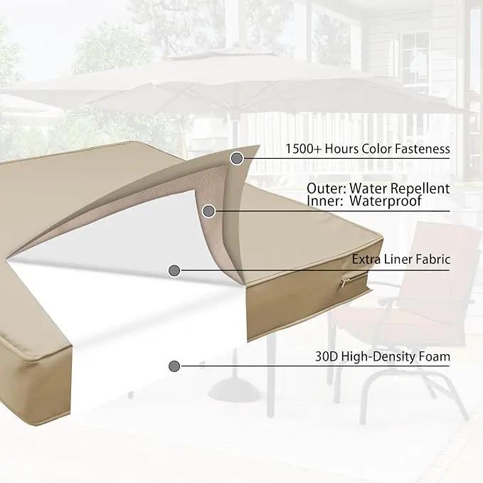 Outdoor Deep Seat Cushion Set 24" x 24", Water Repellent & Fade Resistant Cushion for Patio Furniture, Back & Seat Cushion with Removable Covers for Sofa, Couch, Beige by GreenHaven Gardens