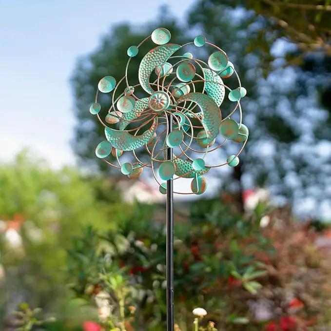 DREAMYSOUL Wind Spinner, Kinetic Wind Spinners Outdoor Metal, Garden Spinner for Yard Outside Patio Lawn Decor (Green & Cooper) by GreenHaven Gardens