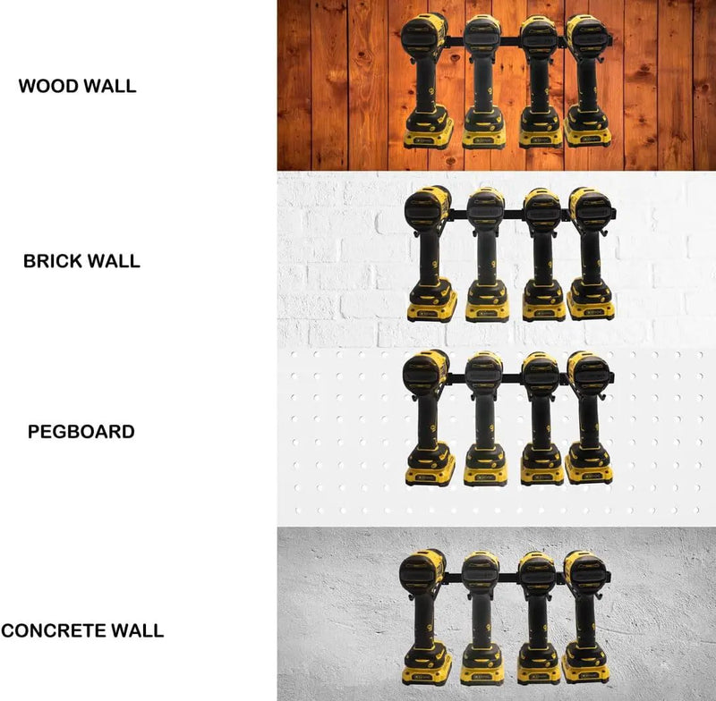 KINOMI Power Tool Holder Drill Holder, Distance between Hooks Adjustable, Drill Tool Storage Rack Organizer Metallic Tool Hanger Shelf for Garages, Tool Sheds, Basements, Gardens, Art and Craft Rooms by GreenHaven Gardens