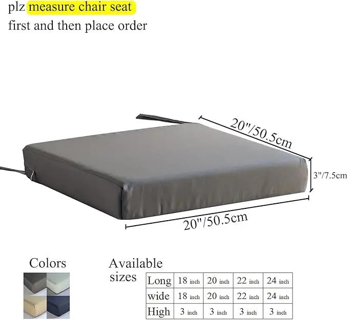 20x20 inch Patio Chair Cushions Non Slip Bottom Chair Pad with Ties Waterproof Square Outdoor Seat Cushion Replacement for Garden Swing Furniture Set of 2, White by GreenHaven Gardens