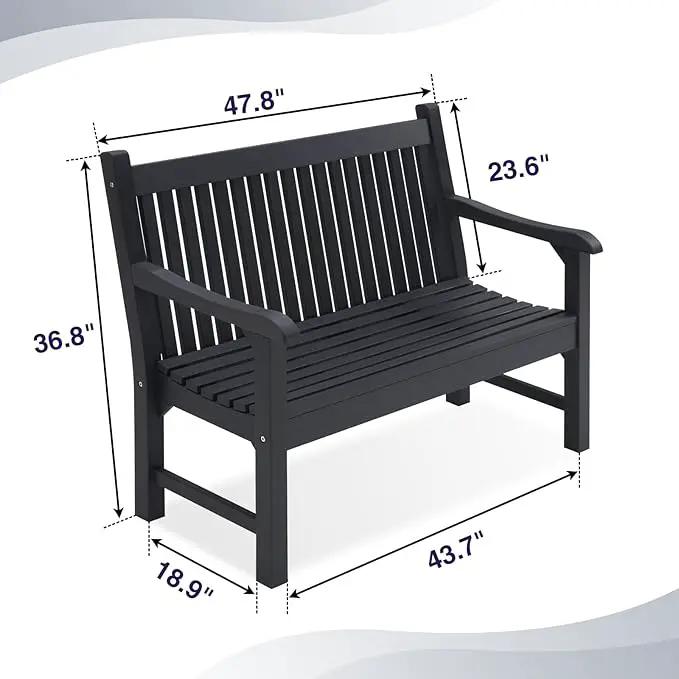 Psilvam Garden Bench, 2-Person Poly Lumber Patio Bench, All-Weather Outdoor Bench That Never Rot, Memorial Bench, Suit for Garden, Porch and Park (Black) by GreenHaven Gardens