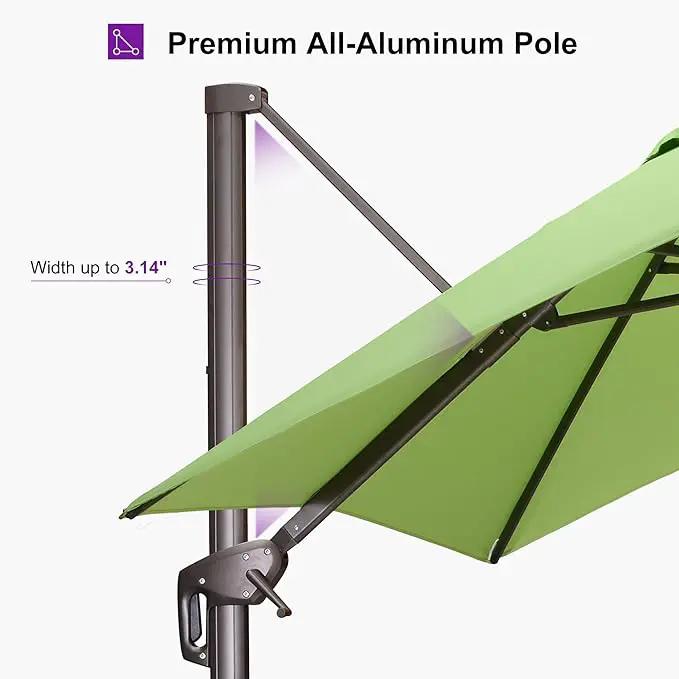 PURPLE LEAF 10' X 13' Patio Cantilever Umbrella Rectangle Umbrella Outdoor with Aluminum Offset Hanging and 360° Rotation for Pool Garden Deck Patio, Green by GreenHaven Gardens