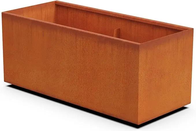 Corten Steel Planter Rectangle Outdoor Metal Garden Box Heavy Duty | Made in USA | Fully Assembled by GreenHaven Gardens