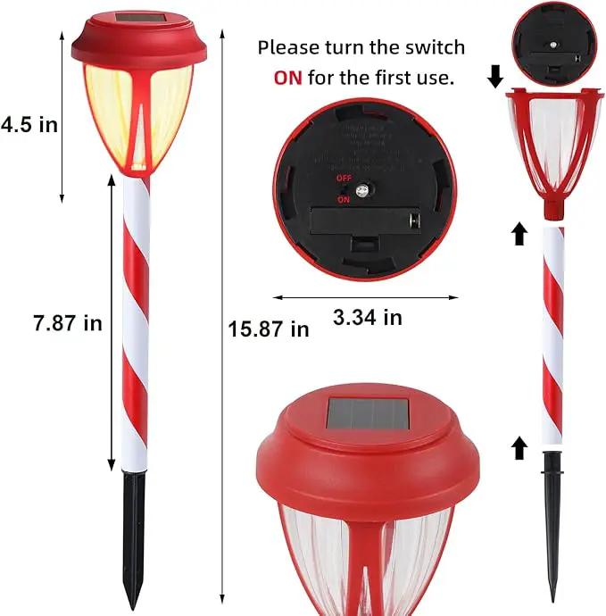 Dynaming 10Pack Solar Christmas Garden Lights, Outdoor Solar Powered Solar Candy Cane Pathway Markers, Waterproof & Auto On/Off Xmas Decorative Lights for Patio Yard Walkway Driveway Decor, Warm White by GreenHaven Gardens