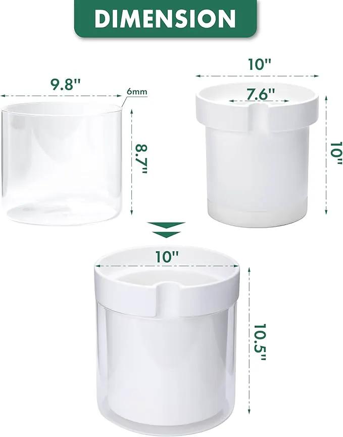 Phoenix Vine 10 Inch Self Watering Planter, White Terracotta Clay Pot with Glass Reservoir for Indoor Plants, Herbs, Flowers, Set of 1, 52-B-I-1 by GreenHaven Gardens
