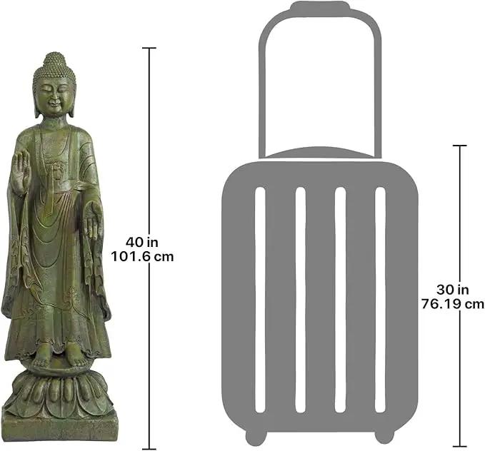 Design Toscano Enlightened One Asian Decor Indoor/Outdoor Garden Statue, 12 inches Wide, 40 inches Tall, Cast Stone Resin, Green Bronze Finish by GreenHaven Gardens