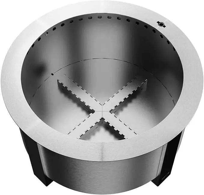 Breeo Smokeless Fire Pit (X Series 24, Stainless Steel) | 27.5 inch Smokeless Firepit for Outside | 62 Pounds | Ideal for Families Compatible with Wide Range of Breeo Accessories by GreenHaven Gardens