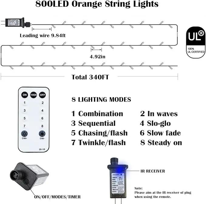 Christmas Lights Outdoor, 800LED 330FT Warm White String Lights, 8 Mode Plug in Waterproof Decor Twinkle Lights for Bedroom Xmas Thanksgiving Wedding Party Garden Yard Tree Decoration by GreenHaven Gardens