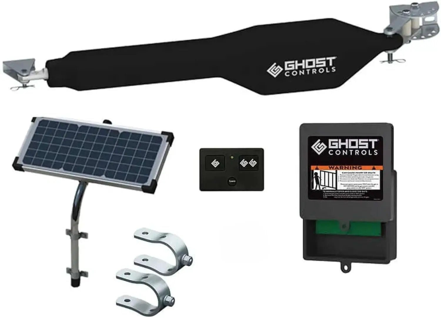 GC GHOST CONTROLS Solar Heavy-Duty Automatic Gate Opener Kit for Driveway Swing Gates with Long-Range Solar Gate Opener Remote - Model TSS1XP by GreenHaven Gardens