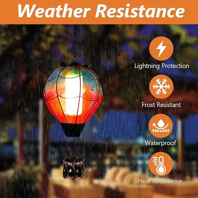 Solar Hot Air Balloon Lantern with Flame Flickering LED Glass Hot Air Balloon Solar Lanterns Outdoor Waterproof Hanging Lights for Patio,Porch,Yard,Garden Decor Mother Day Gifts for Women by GreenHaven Gardens