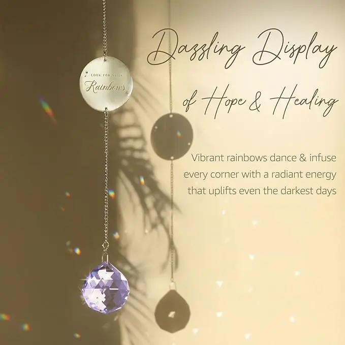 Memorial Gifts for Loss of Loved One, Unique Sympathy Idea, Purple Crystal Ball Grief Suncatcher, Rainbow Bereavement Box for Mom Dad Husband Son Daughter by GreenHaven Gardens