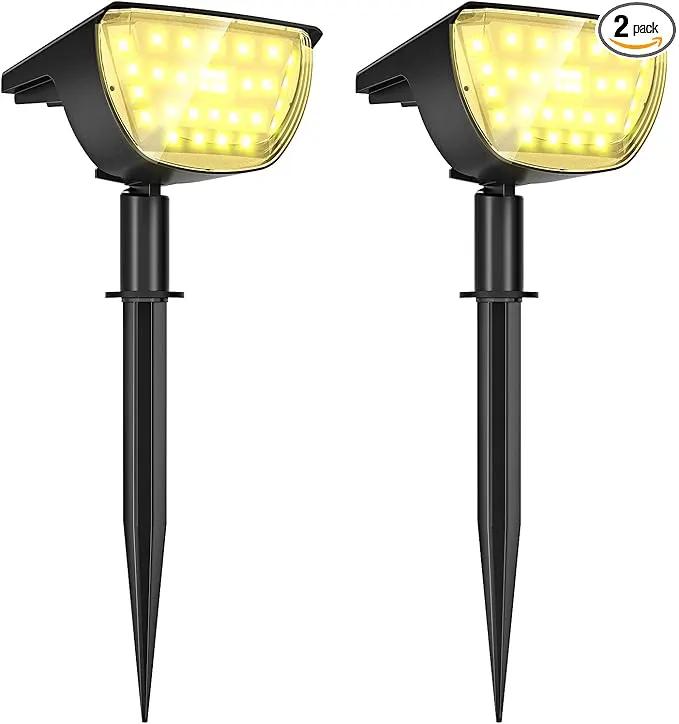 Jior Solar Lights Outdoor Waterproof IP65,32 LED Garden Lights,Solar Landscape Lighting Outdoor for Yard Driveway Walkway Pool Patio (Warm White-2 Pack) by GreenHaven Gardens