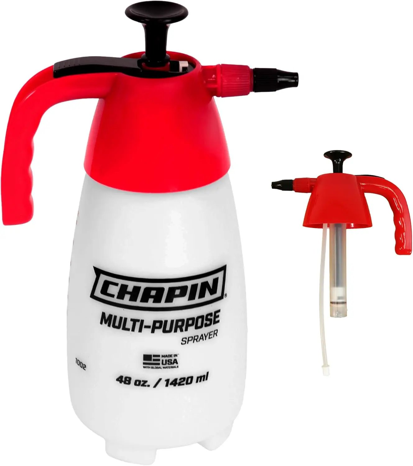 Chapin 1002 48-Oz Made in USA Heavy-Duty Multi-Purpose Sprayer, for Spraying Plants, Flowers, Weeds and Cleaning, Red/White by GreenHaven Gardens
