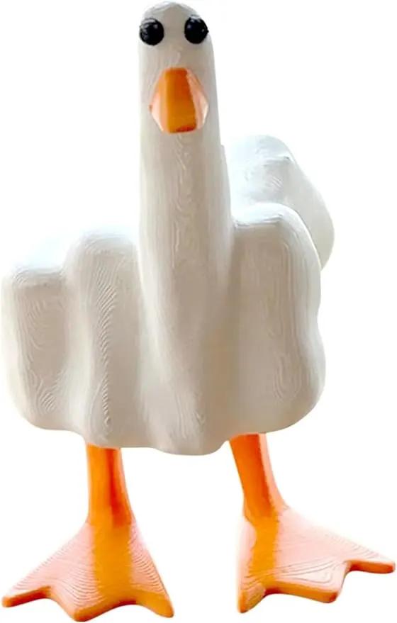 Middle Finger Duck You Figurine Middle Finger Desk Decor Funny Garden Decor Statues Figurines Ornaments for Home, Patio, Lawn, Yard, Office, Outdoor Decorations, Garden Gifts (White+Yellow) by GreenHaven Gardens