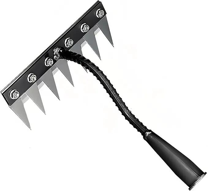 Gardenia Iron Weeding Rake, Iron Rake 2.0 for Gardening and Weeding, Detachable Double-Edged Blade Design Carbon Steel Heavy-Duty Weed Rakes,Hand Weed Puller Tools for Lawn Yard Garden Farm(7 teeths) by GreenHaven Gardens