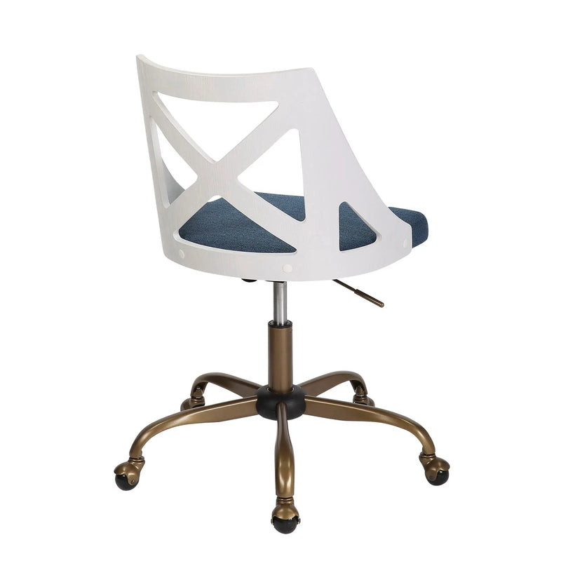 Charlotte - Farmhouse Task Chair - Antique Copper / White / Blue by HouseOfZazla