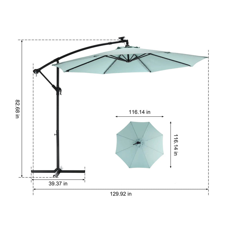 10ft Solar LED Offset Hanging Market Patio Umbrella - Navy Blue (No Base) by HouseOfZazla