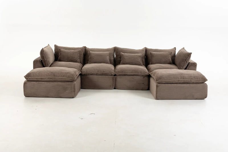 129.8" Width Cloud Couch Oversized Modular Sectional Sofa by HouseOfZazla