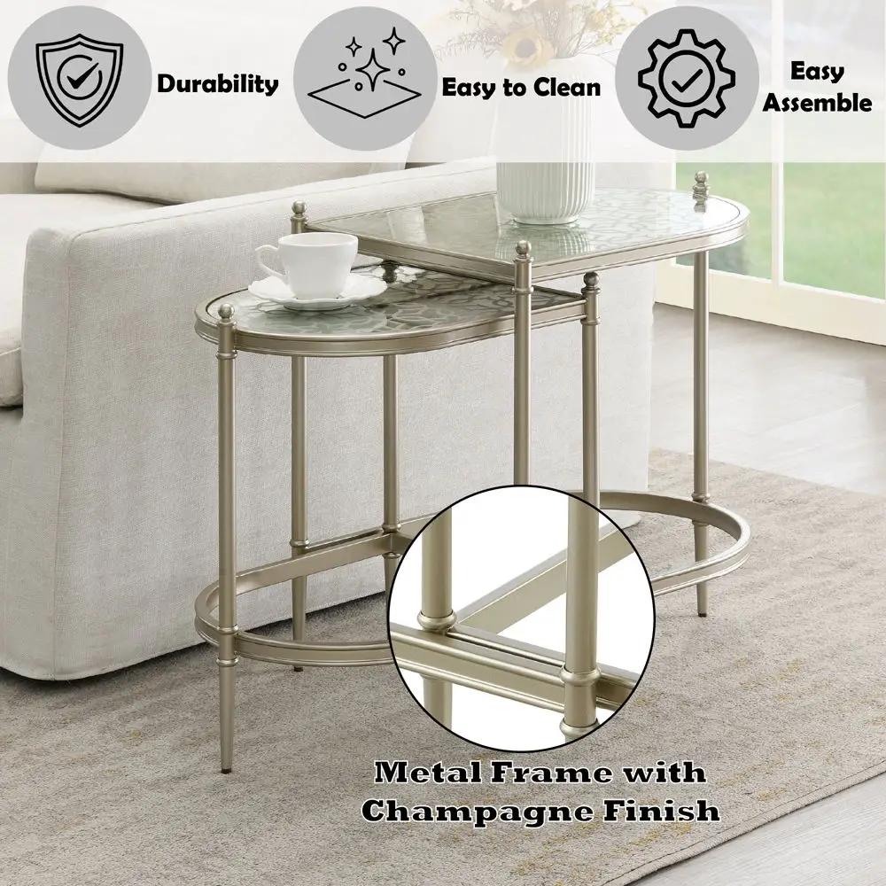 Zaba - Nesting Table - Glass Top & Silver by Unique Piece Furniture