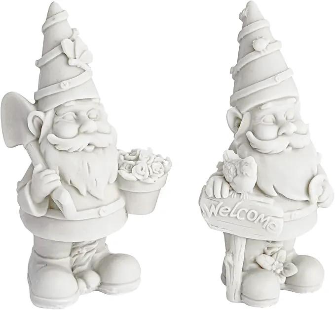 Bright Creations 2 Pack Ceramics to Paint - Paint Your Own Garden Gnome Statues, Blank Paintable Ceramics for Adults (5 in) by GreenHaven Gardens