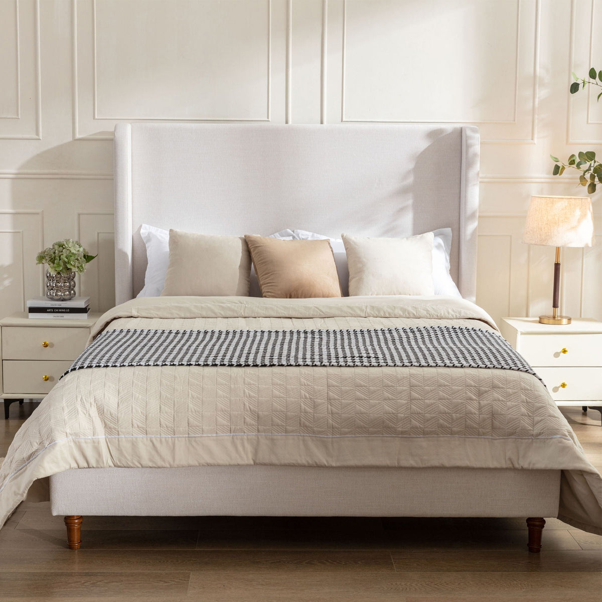 Harper - Tall Headboard Upholstered Bed / High Headboard / Elegant Simplicity / No Box Spring Needed, photo 13 of 40