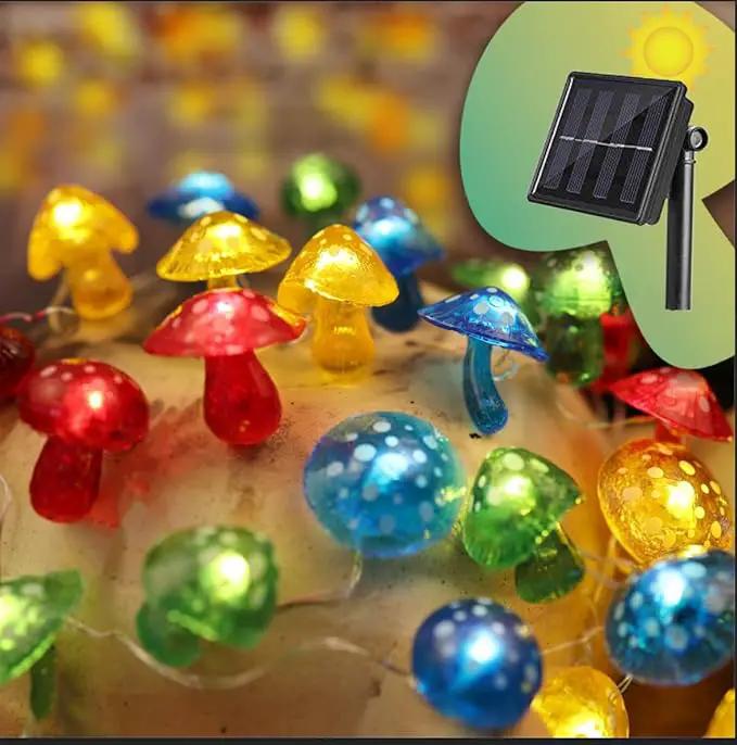 Enchanting 3D Mushroom Solar String Lights - 14ft 40 LED Mushrooms Lights for Outdoor Décor-Solar Fairy Lights for Outside Garden Christmas Spring Summer Décor Balcony Patio Railing Fence by GreenHaven Gardens