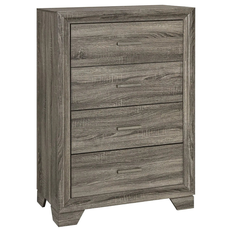 Funston - 4 Drawer Chest Of Drawers With Bar Handles - Brown Oak by HouseOfZazla
