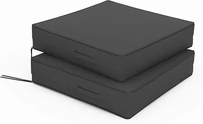 Patio Chair Cushions 24 X 24 X 5 Inch Waterproof Outdoor Seat Cushions for Patio Furniture, Outdoor Sofa Couch Pads with Ties & Handle, Set of 2, Grey by GreenHaven Gardens