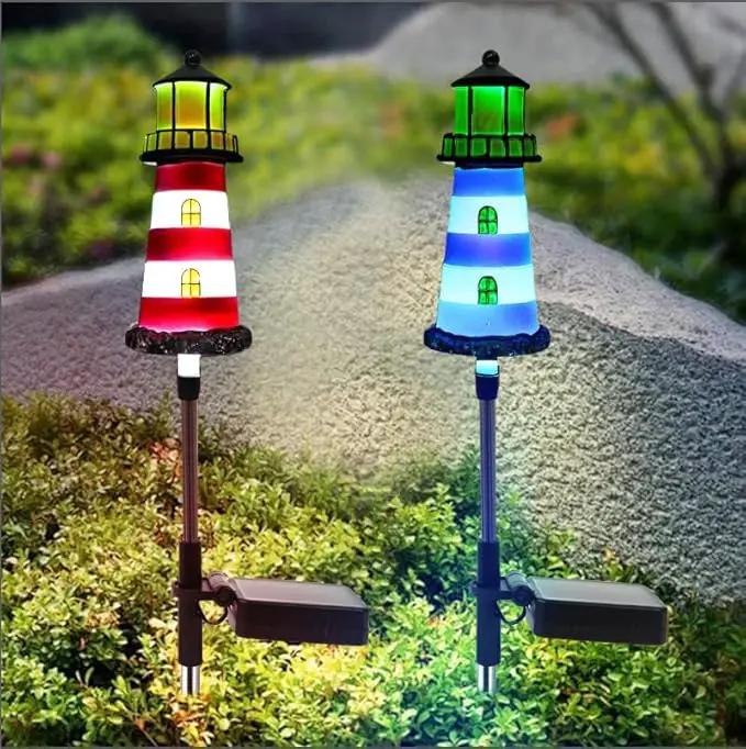 Lighthouse Outdoor Solar Lights,2 Packs Outdoor Waterproof, Solar Trail Lights Decor Your Garden, Flower beds, Patio Lights walkways Garden Decor for Outside by GreenHaven Gardens