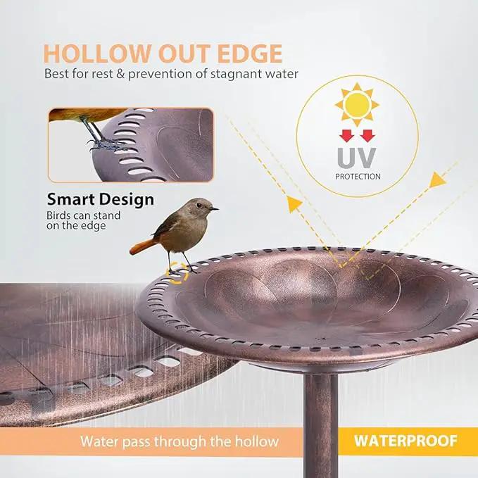 VIVOHOME 28 Inch Height Polyresin Lightweight Antique Outdoor Garden Bird Bath Bronze by GreenHaven Gardens