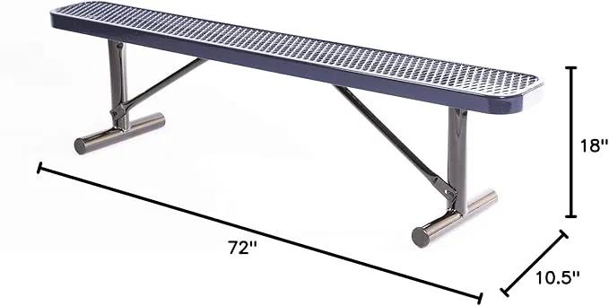 Heavy-Duty Portable Outdoor Bench Thermoplastic Coated, Expanded Metal, Commercial-Grade Seating, Made in America (Portable Without Back, 6 Ft, Dark Blue) by GreenHaven Gardens